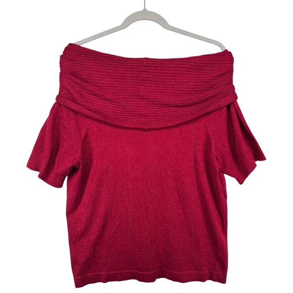 Apt 9 Womens Sweater 0X Red Metallic Cowl Neck Christmas Holiday Cocktail Party - Picture 2 of 10